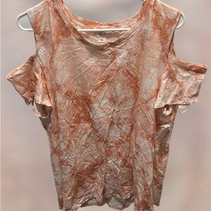 BNWT Style & Co. Orange and White Tie-Dye Cold Shoulder Top